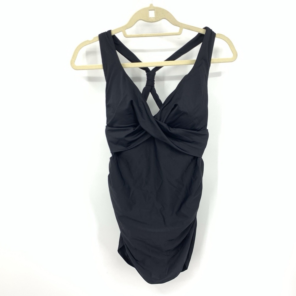 L.L. Bean Black One-Piece Twist Front Swimsuit